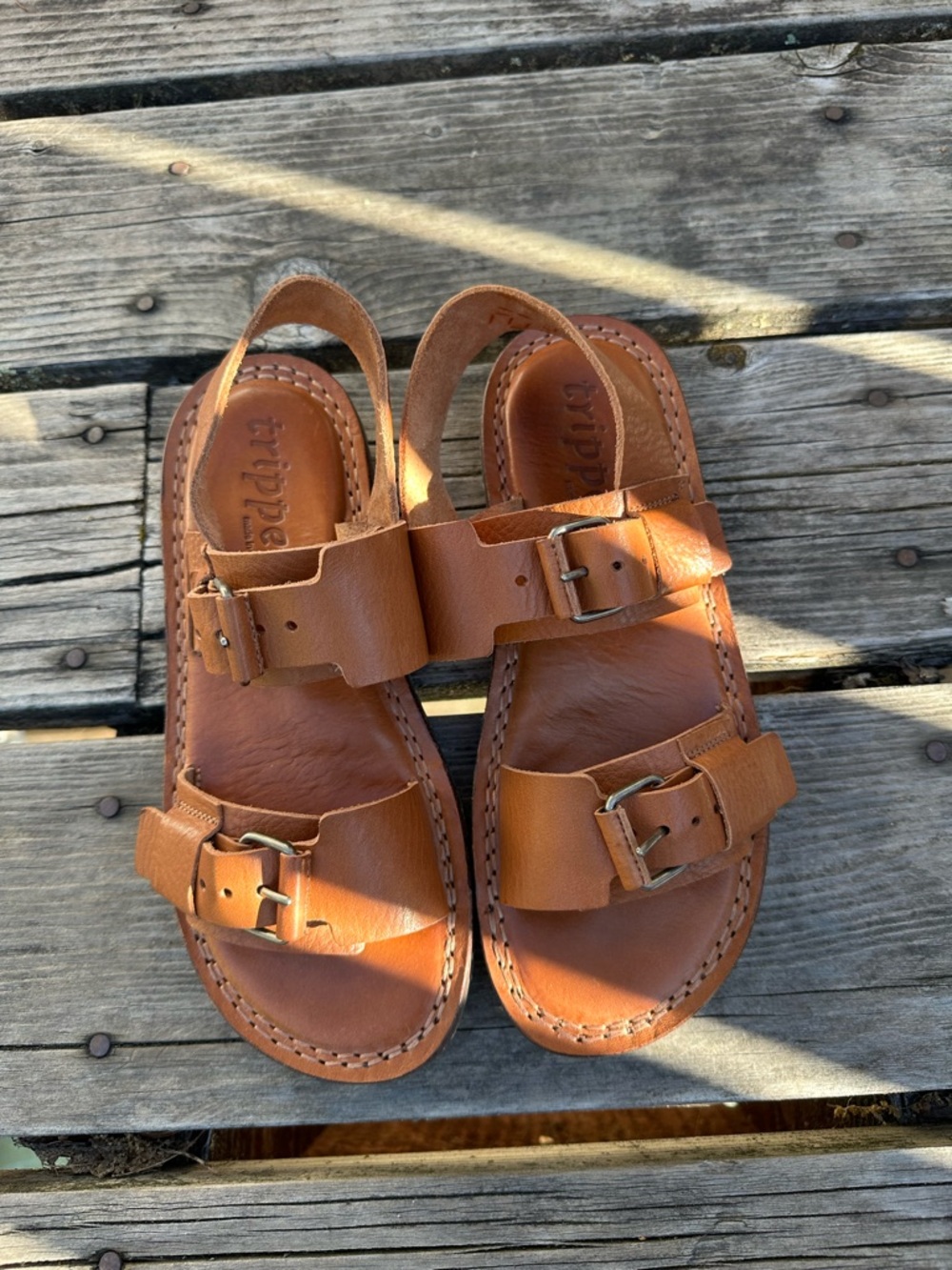 Trippen leather buckle sandals 38